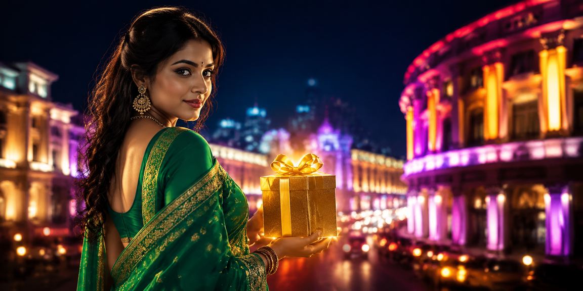 Deposit bonus advertisement in a busy Delhi market