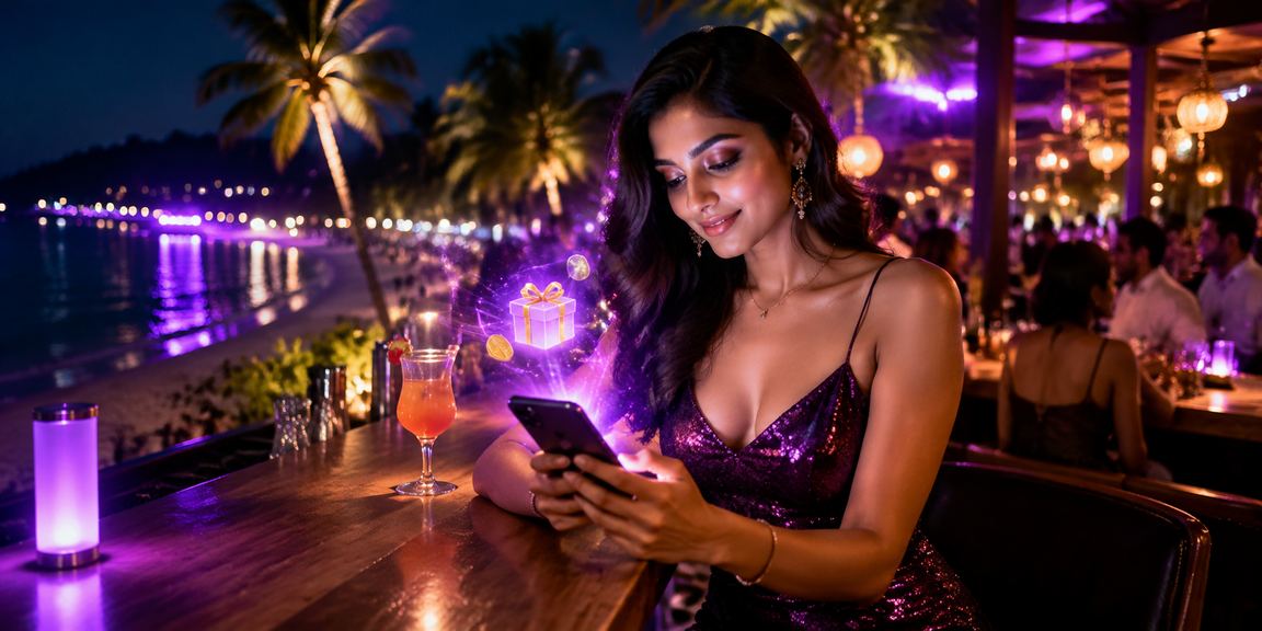Mobile payment usage on beach in Goa